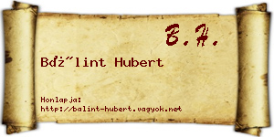 Bálint Hubert névjegykártya