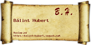 Bálint Hubert névjegykártya